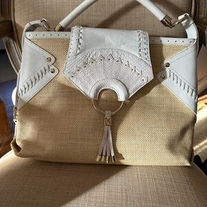 Vintage Cole Haan Beige and White Handbag